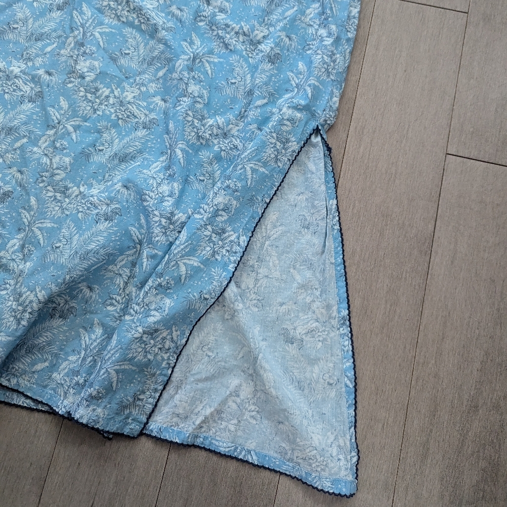 minnow x tuckernuck women's blue safari toile long caftan maxi dress size xs - Picture 9 of 12